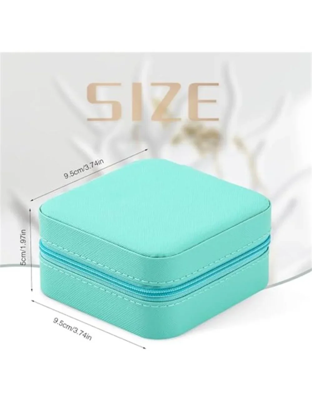 Travel Jewelry Box Organizer Case Mirror Ring Earring Necklace Storage Blue